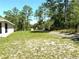 Side yard featuring grass, trees, and partially paved driveway at 7134 Sw 129Th Terrace Road, Ocala, FL 34481