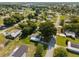 Aerial view of a quiet residential neighborhood featuring well-maintained homes with mature trees on a sunny day at 8973 Sw 103Rd Ln, Ocala, FL 34481