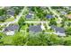 Aerial view of a residential area showcasing single Gathering homes, mature trees, and a swimming pool at 1107 Se 49Th Ave, Ocala, FL 34471