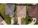 An aerial perspective highlighting residential rooftops amidst landscaped yards and driveways, offering a neighborhood layout overview at 14004 Se 94Th Ave, Summerfield, FL 34491