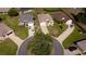 Aerial view of homes in a well-maintained residential neighborhood with mature trees and cul-de-sac at 14004 Se 94Th Ave, Summerfield, FL 34491