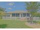 This backyard features a well-kept lawn, inviting patio, and a charming white picket fence at 14004 Se 94Th Ave, Summerfield, FL 34491