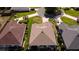 Aerial shot showcasing a well-maintained brown roof on a home with manicured landscaping and neighborhood at 14004 Se 94Th Ave, Summerfield, FL 34491
