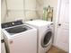 Efficient laundry room with washer, dryer, and shelving for easy organization and storage at 14561 Sw 112Th Cir, Dunnellon, FL 34432