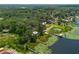 Expansive aerial view of a waterfront property featuring lush greenery and private docks on a serene lake at 23797 Ne 189Th St, Fort Mc Coy, FL 32134