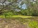Expansive backyard with mature trees and a lush green lawn, perfect for outdoor activities and relaxation at 2580 Se 157Th Lane Rd, Summerfield, FL 34491
