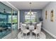 Dining room featuring stylish lighting fixtures, a sliding glass door, and ample seating at 5634 Sw 91St Ave, Ocala, FL 34481