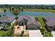 This aerial view showcases a home with a pond view, lush landscaping and neutral color palette at 9511 Sw 71St Loop, Ocala, FL 34481