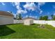 Well-maintained backyard with green grass, storage shed and white fencing at 2671 Sw 158Th Lane Rd, Ocala, FL 34473