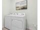 Clean laundry room with new, white, side-by-side washing machine and dryer at 3066 Canopy Oak Blvd, Wildwood, FL 34785