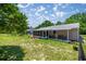 Relaxing backyard with a screened-in patio and a fenced yard, perfect for outdoor gatherings at 9021 Sw 108Th Pl, Ocala, FL 34481