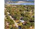 Aerial view of the neighborhood showing the proximity to the lake and surrounding lush trees at 9330 Se 106Th Pl, Belleview, FL 34420