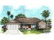 Beautiful rendering of home with a large front yard, two palm trees, and two-car garage at 1143 Sw Tamiami Pl, Dunnellon, FL 34431