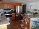Well-equipped kitchen with wood cabinetry, stainless steel appliances, and a cozy breakfast bar, designed for modern living at 22736 Sw 117Th St, Dunnellon, FL 34431