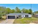 Charming single-story home with a stone facade, dark garage door, and manicured front yard at 6 Bahia Circle Loop, Ocala, FL 34472