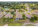 An aerial view of homes nestled near a golf course, highlighting lush landscaping and screened lanais for outdoor living at 13495 Se 93Rd Court Rd, Summerfield, FL 34491