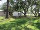 Large backyard with mature trees, a storage shed, and a peek of the water at 1675 Se 190Th Ave, Silver Springs, FL 34488
