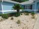 Well-maintained yard with decorative rock, green shrubs, and a palm tree near the house at 2909 Ne 25Th St, Ocala, FL 34470