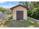 Backyard shed with solar panels nearby at 6157 Ne 25Th Ave, Ocala, FL 34479