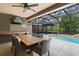 Covered patio overlooking the pool and fenced-in backyard at 14330 Sw 79Th Ter, Ocala, FL 34473