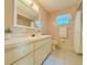 Bathroom with a sink, vanity and mirror; natural light from the window adds to the ambiance at 17574 Se 95Th Ct, Summerfield, FL 34491