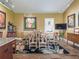 Elegant dining room with a glass table, modern lighting, and stylish decor at 402 Sw 127Th Pl, Ocala, FL 34473