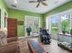 Bright living room with hardwood floors and many windows and french doors leading to the yard at 402 Sw 127Th Pl, Ocala, FL 34473