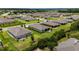 An aerial view showcasing backyard with green lawns, trees, and partial fencing at 6265 Sw 88Th Loop, Ocala, FL 34476