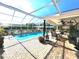 The backyard features a covered, screened-in pool and a dining area for entertaining at 6312 Sw 60Th Ct, Ocala, FL 34474