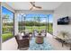 Relaxing screened patio with comfortable seating and a view of the backyard at 8809 Sw 61St Loop, Ocala, FL 34481
