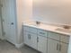 Bathroom with double sink vanity, white cabinets and neutral countertops at 10540 Sw 49Th Avenue Rd, Ocala, FL 34476