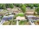 Aerial view of the single Gathering home, shed, fenced yard and neighborhood at 1520 Ne 17Th Ave, Ocala, FL 34470