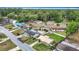 Aerial neighborhood view showcases a house with a backyard pool and lush greenery in a well-kept neighborhood at 1520 Ne 17Th Ave, Ocala, FL 34470