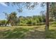 Serene view of the backyard featuring a tranquil pond surrounded by lush greenery at 36 Gordon Ct, Leesburg, FL 34788