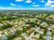 Aerial view showing the property in a residential area, surrounded by trees and greenery with a beautiful sky at 9131 Se 135Th St, Summerfield, FL 34491