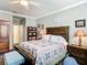 Warm bedroom showcasing a wooden headboard, matching nightstands, and a cozy bed with decorative pillows at 9237 Sw 60Th Terrace Rd, Ocala, FL 34476