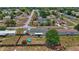 Aerial view of property with fenced yard, above ground pool, and storage shed at 14276 Se 61St Ave, Summerfield, FL 34491