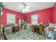 Eclectic bedroom with colorful walls and unique tiled flooring at 3823 Se 49Th St, Ocala, FL 34480