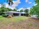 Back exterior view of the home featuring a sleek, modern design with a metal roof and large windows overlooking the backyard at 1610 Se 22Nd Ave, Ocala, FL 34471