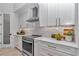 The modern kitchen features white cabinets, sleek hardware, and stainless steel appliances at 1631 W Hwy 329, Citra, FL 32113