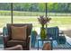Bright living room with large window offering views of the beautiful horse property at 1631 W Hwy 329, Citra, FL 32113