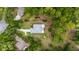 A beautiful aerial view of a house, driveway, and luscious surrounding forestry at 19028 Sw 101 Pl, Dunnellon, FL 34432