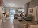 Open-concept living area with comfortable seating, dining space, and sliding glass doors to the patio at 19370 Saint Benedict Dr, Dunnellon, FL 34432