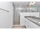 Modern bathroom featuring a walk-in shower, single vanity, and a sleek design at 3270 Sw 151St Ct, Ocala, FL 34481