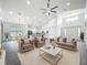 Open-concept living space featuring modern decor, a large ceiling fan, and lots of natural light at 4370 County Road 121D, Wildwood, FL 34785