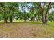 Serene backyard scene with mature trees and a storage shed, offering a tranquil and private outdoor space at 6350 Nw 135Th Ave, Morriston, FL 32668