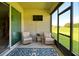 Screened-in patio featuring comfortable seating, a TV, and pleasant views at 6405 Sw 88Th Loop, Ocala, FL 34476