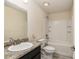 Standard bathroom featuring a single sink, granite countertop, tub and shower combination at 10910 Sw 41St Ave, Ocala, FL 34476