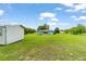 Expansive backyard featuring a detached shed and plenty of open green space at 17128 Se 140Th Ave, Weirsdale, FL 32195