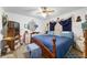 Bedroom featuring a comfortable bed, ceiling fan, and side table at 17128 Se 140Th Ave, Weirsdale, FL 32195